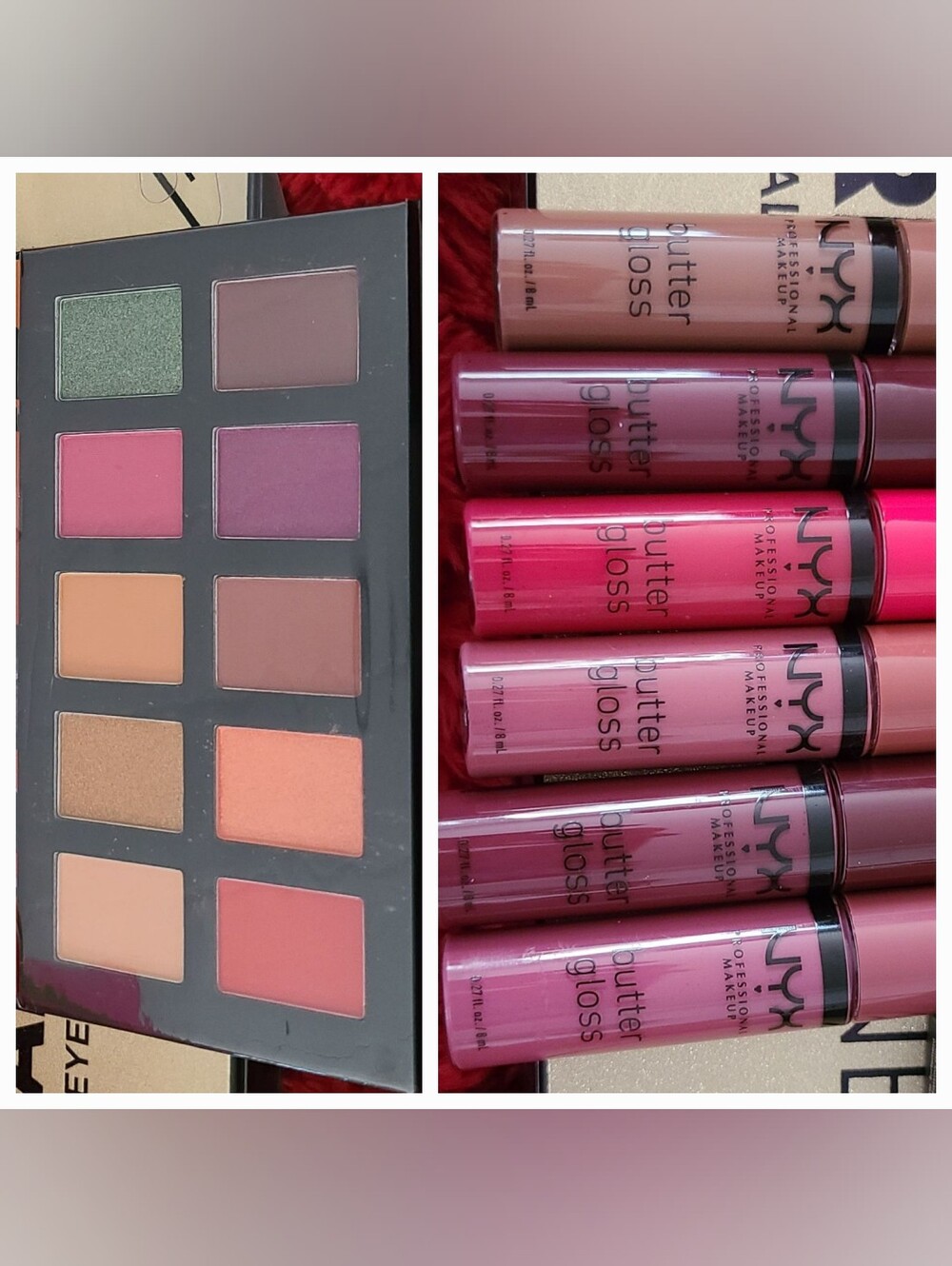 NYX 7 PC SET♤10 pan Eyeshadow Palette & 6 Butter Glosses.